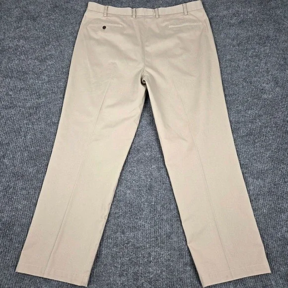 Orvis Mens Pleated Front Chinos Khaki Tan Cotton Straight Leg Pants Size 40 - Picture 2 of 7